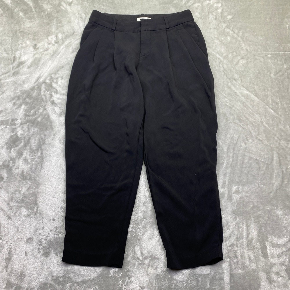 A.L.C. Benton Black‎ Pleated Cropped Tailored Trousers Pants Size 4 Fits 7"